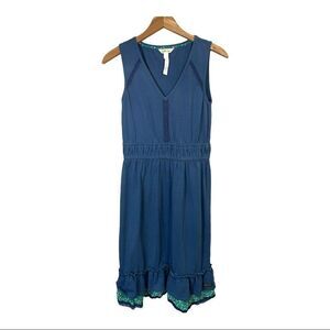 MATILDA JANE Women’s Ruffle Trim Cotton Sleeveless Dress Blue Size Extra Small